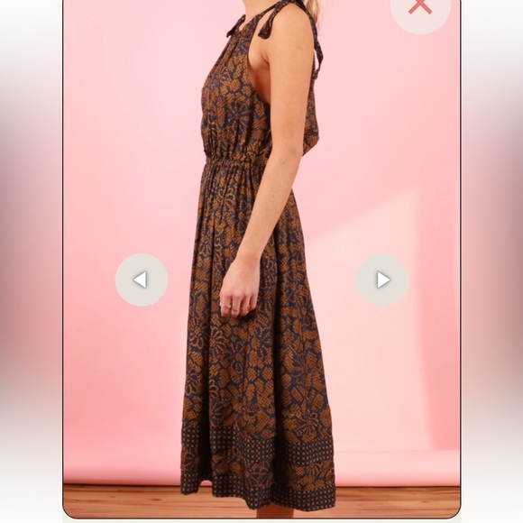 NEW ULLA JOHNSON Mika Dress in Hemlock Midi Size 8 Patterned Shoulder Tie Dress - Picture 16 of 16